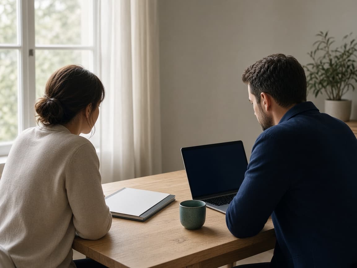 Two people reviewing a case at a quiet desk